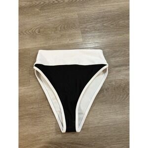 NEW! Beach Riot Emmy Colorblock High Waist‎ Bikini Bottoms Black/White! Size S